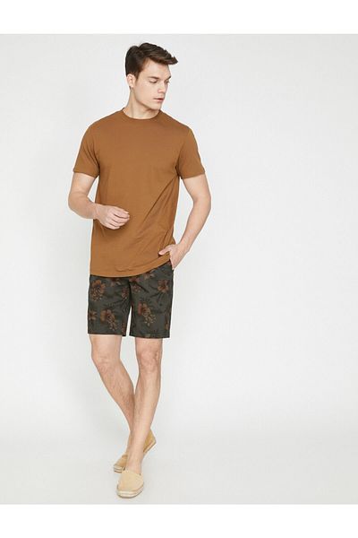 Koton Patterned Skinny Fit Shorts with Pocket Detail