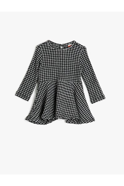Koton Baby Girl Black Plaid Dress 0ymg89235zk