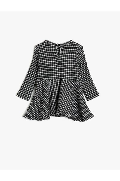 Koton Baby Girl Black Plaid Dress 0ymg89235zk