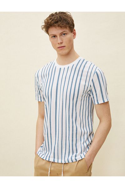 Koton Pánske tričko Blue Striped 1yam12020lk