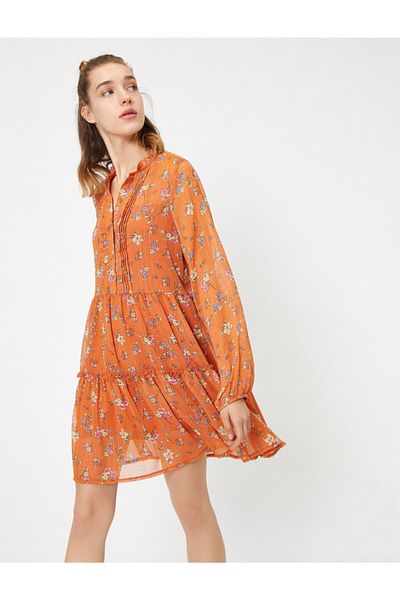 Koton Women's Orange Patterned Dress 0YAL88122IW
