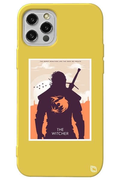 WANNA PROTECT iPhone 12 Pro Max Yellow Color the Witcher Velvet Patterned Sil...