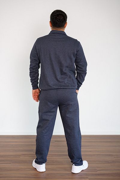 BLS Men's Indigo Stand-Up Turtleneck Comfortable Fit Half Zipper Tracksuit Set000014
