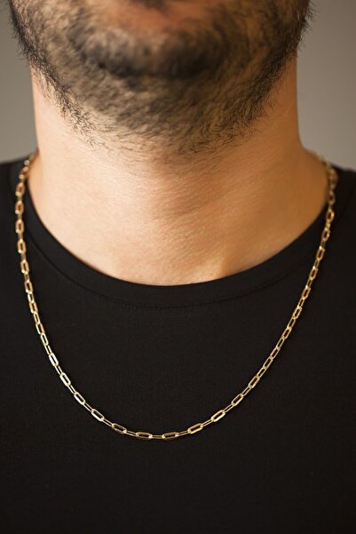 CAN SİLVER 925 Ayar Gümüş Üzeri 24 Ayar Has Altın Kaplama Erkek Italyan Kolye