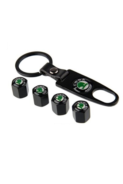GARDENAUTO Skoda Fabia after 2014 Stainless Steel Valve Cover and Keychain Set