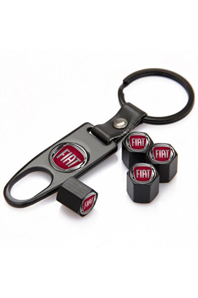 GARDENAUTO Stainless Steel Valve Cap and Keychain Set for Fiat Doblo after 2015