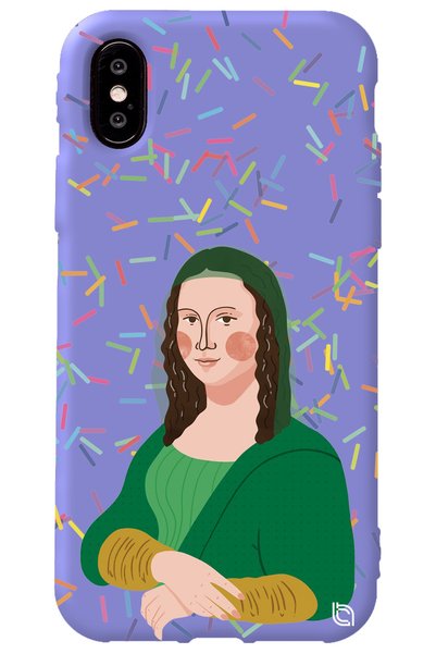 WANNA PROTECT iPhone XS Lilac Colored Mona Lisa Velvet Patterned Silicone Pho...