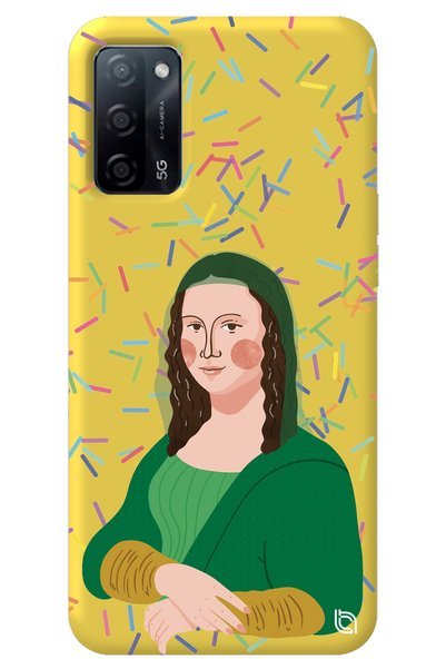 WANNA PROTECT Oppo A52 Yellow Colored Mona Lisa Velvet Patterned Silicone Pho...