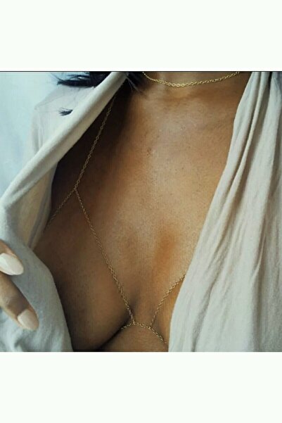 Classy Orjinal Choker Kolyeli Gögüs Detay Vücut Aksesuarı