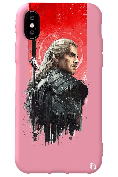 WANNA PROTECT iPhone XS Pink Colored the Witcher Velvet Patterned Silicone Ph...