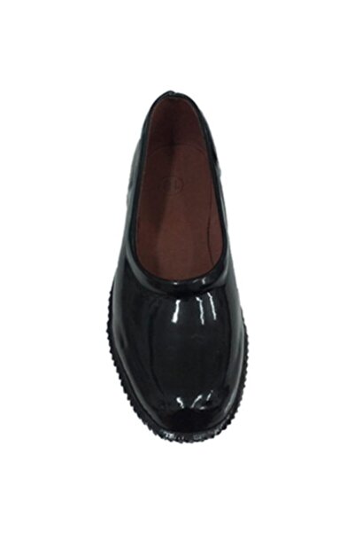 Derby Kadın Siyah Parlak Lastik Ayakkabı HAKİKİ ORJİNAL