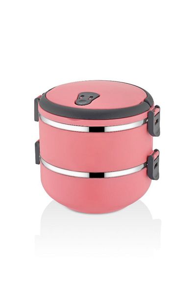 Davet Freshbox dark Powder 2 Layer Leakproof Food Thermos Lunch Box Has a Volume of 1.2 L for Single Person