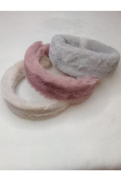 İLKYAZ Accessory 3-Piece Plush Crown Gray Pink Cream
