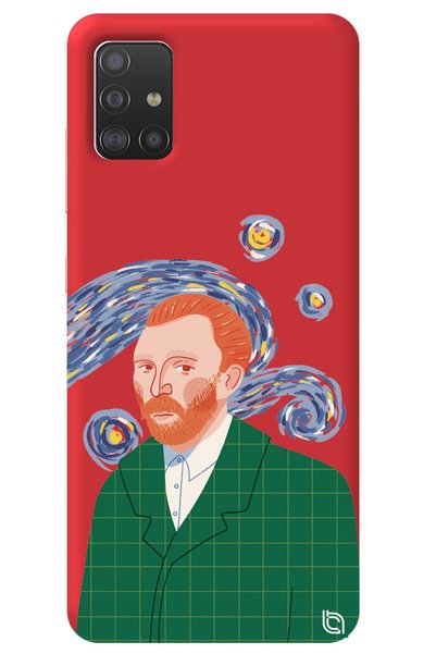 WANNA PROTECT Samsung A71 Red Colored Van Gogh Velvet Patterned Silicone Phon...