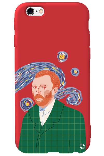 WANNA PROTECT iPhone 6 Plus Red Color Van Gogh Velvet Patterned Silicone Phon...
