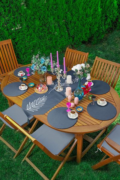 Realhomes Albă de culoare albastru triunghi floral alb ciucuri 1 bucată și 6 bucăți de culoare albastru Supla