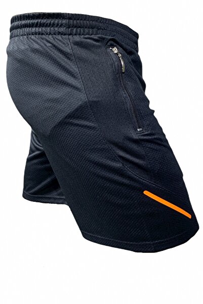 Fs Erkek Neon Oranj Şerit Baskılı Günlük Spor Antrenman Fitness Koşu Şortu