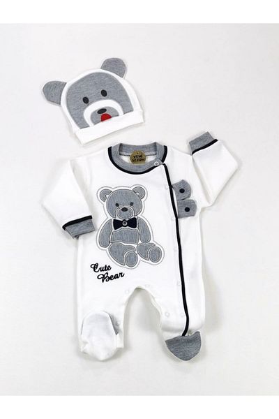 Bertoby Bear Patterned Baby Double Jumpsuit