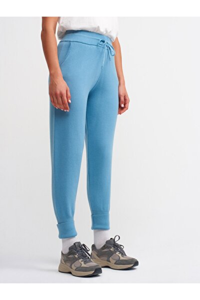 Dilvin 2561 Beli Britli Yandan Cepli Triko Pantolon-mavi