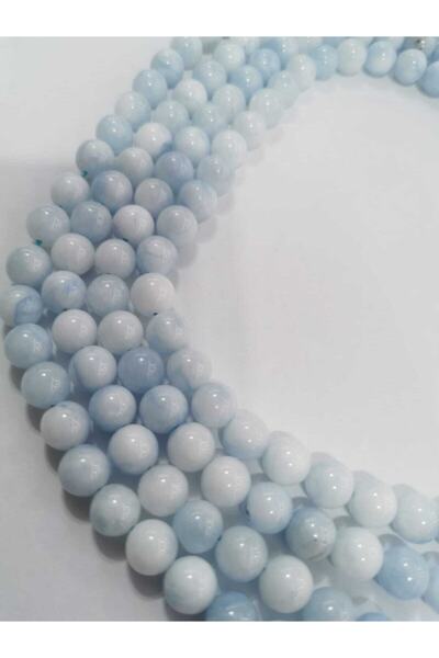 LİVZA BİJUTERİ Akuamarin Doğal Taş Dizisi 8mm Doğaltaş Takı Yapımı