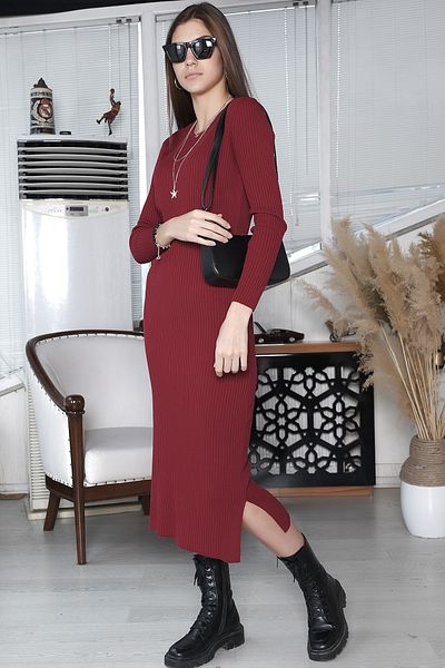AVORWE Rochie lungă din tricot cu detaliu cu fante în spate de sezon nou