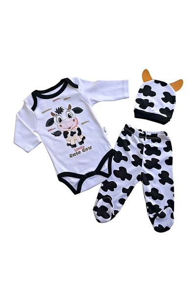 CEREN'S Cow Printed Newborn 3-Piece Hospital Exit
