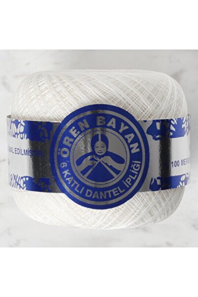 Ören Bayan 6 Katlı Mavi Bantlı No:70 Beyaz Dantel Ipliği