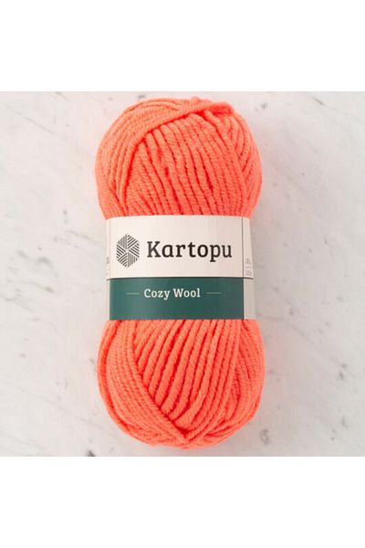 Kartopu Pack of 5 Cozy Wool K1212 Orange 25% Wool Knitting Yarn