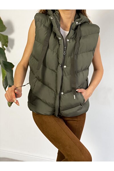 ladyzey Жіночий надувний жилет з капюшоном і боковими кишенями