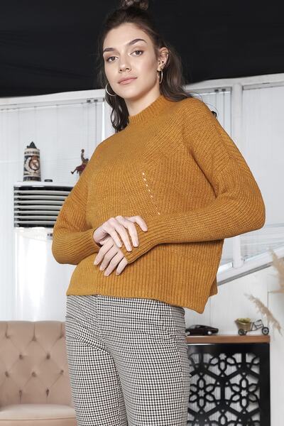 AVORWE Pulover de tricotaj cu jumătate de gât țesut de sezon nou