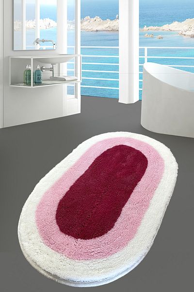 Chilai Home Μοκέτα μπάνιου Ellipse Pink 70x120 cm - Αντιολισθητική βάση και ακρυλικό που πλένεται