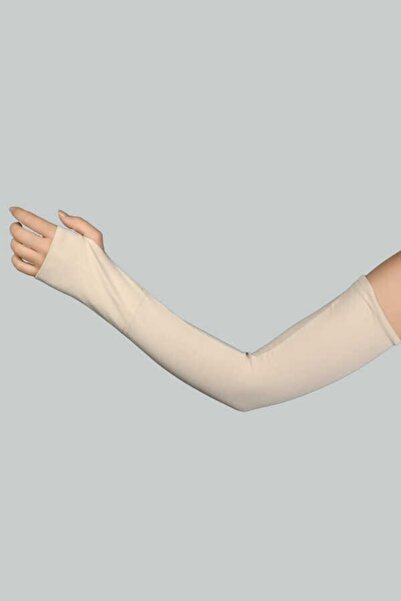 Altobeh Cut Finger Interlocking Combed Cotton Hijab Sleeve - Cream