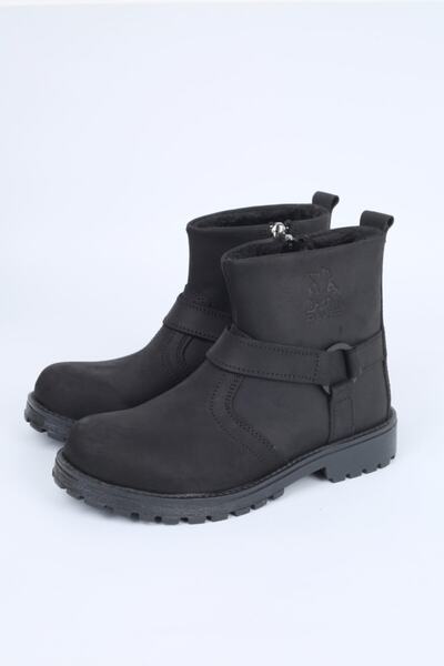 ELİT SHOES حذاء ميلفين للأولاد من الجلد الطبيعي بنعل مطاطي أسود