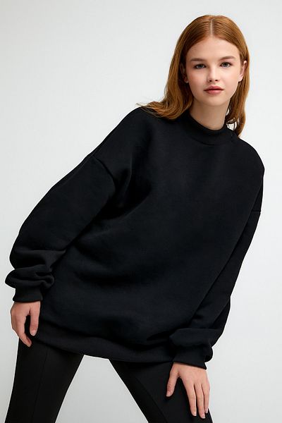 LAMODEMAPASS Hanorac oversize de bază cu broderie Being Kind Is Cool