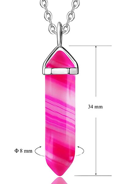 Tesbih Atölyesi Certified Nail Model High Quality Natural Pink Agate Stone Necklace
