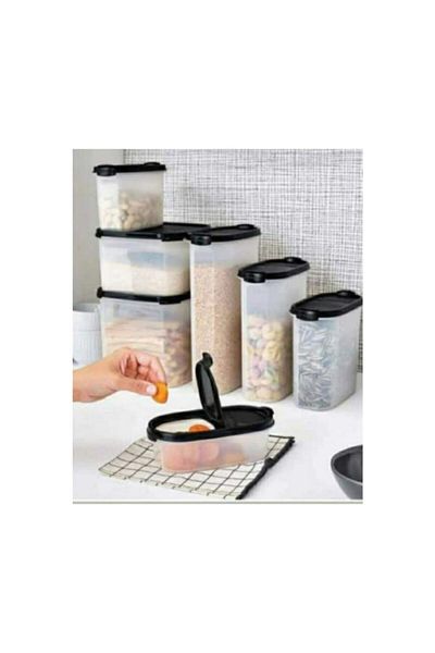 Tupperware Oval and Modular Set 7 Pieces with Black Cover