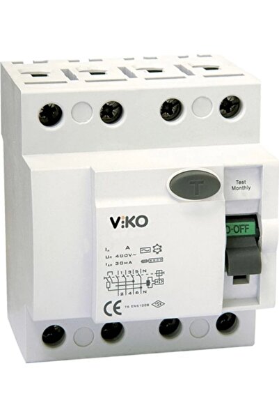 VİKO Dört Kutuplu 40 Amper 30ma Kaçak Akım Rölesi