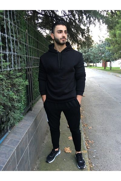 YEACHY Ανδρικό φούτερ με μαύρη κουκούλα