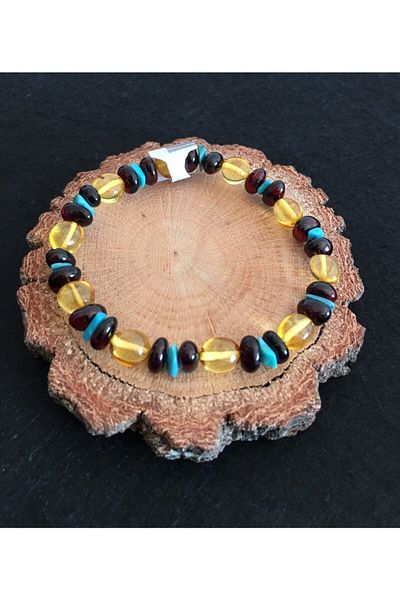İpek Kehribar Original Certified Lithuanian Baltic Drop Amber Bracelet for Men and Women with Flexible Line