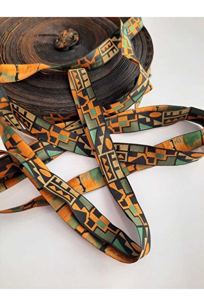 canan dizayn Etnik Desen Dokuma Şerit 1,5 Cm Takribi 8 Mt.