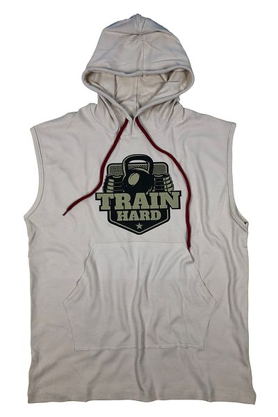 BLUU Unisex Μπεζ μπλουζάκι με κουκούλα Fitness Singlet 4202