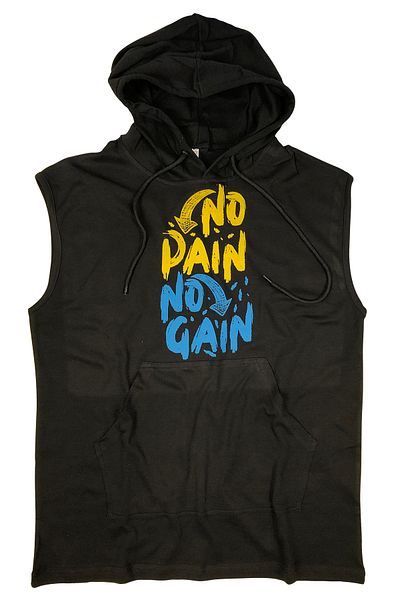 BLUU Unisex Αμάνικο μπλουζάκι με μαύρη κουκούλα Fitness Athlete 4204