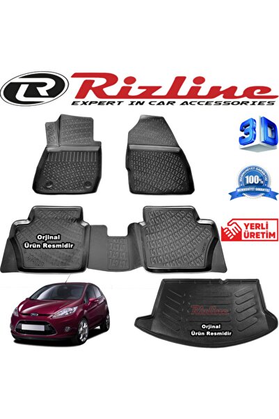 Rizline Ford Fiesta 3d Paspas + 3d Bagaj Havuzu Hb 2009-2018 Arası Siyah Set