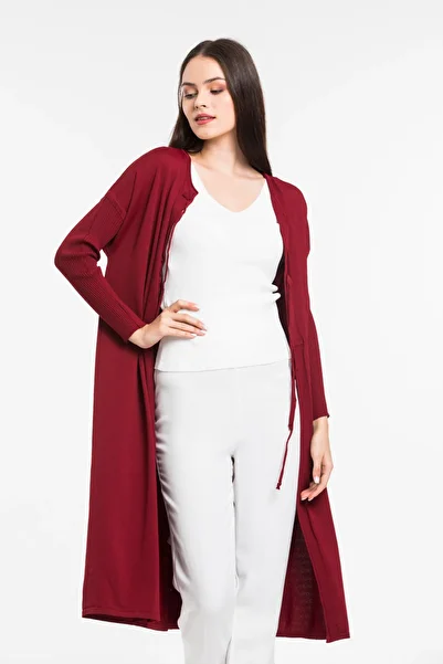 GAJA Women's Thin Knitwear Lace-Up Loose Cardigan Claret Red Gj6525