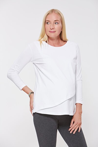 Motherway Kadın Beyaz Emzirme Tshirt 2'li Paket