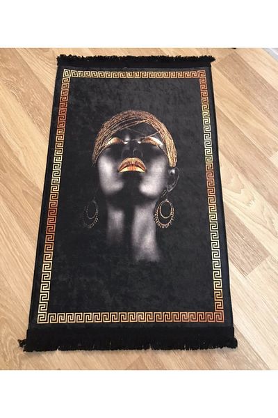 Madame Blue Decorative Special Design Afriya Face Leather Base Carpet 50*80