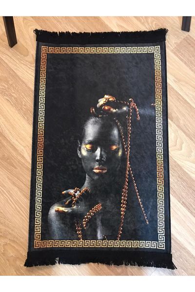 Madame Blue Decorative Special Design African Face Leather Base Carpet 50x80