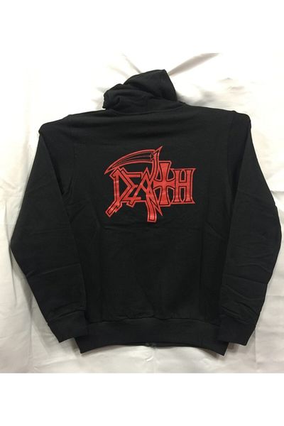 Kripton Black Death Printed Unisex Hooded Zippered Sweatshirt - D-0666