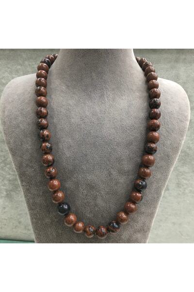 HAS İNCİ Gümüş Klipsli Mahony Obsidyen Taşı Kolye Mob8