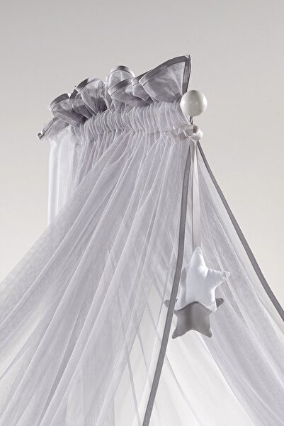 Meltem Smart Motto Yıldızlı Gri Cibinlik Seti - 60x120 Cm